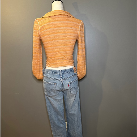 Striped Wrap-Long Sleeve Blouse - Picture 8 of 8